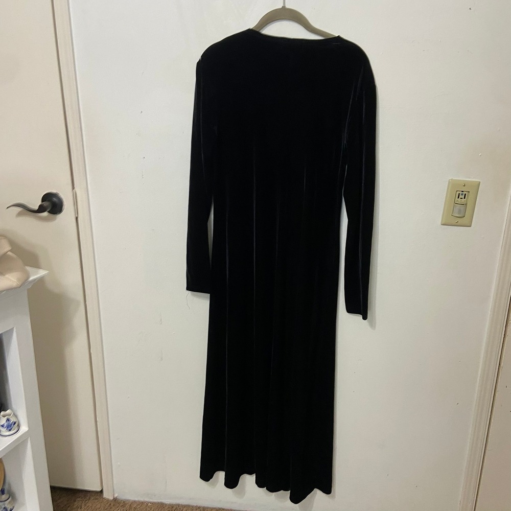 Lauren Ralph Lauren Black Velvet Long Sleeve Full Length Dress Size L Dressy - Picture 2 of 3